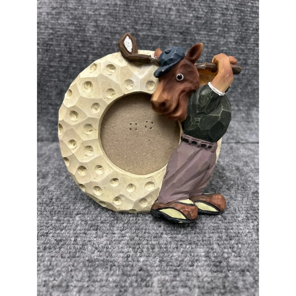 Vintage Golf Horse Picture Frame Resin Hand Painted Golfer Gift M21262